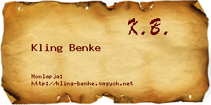 Kling Benke névjegykártya